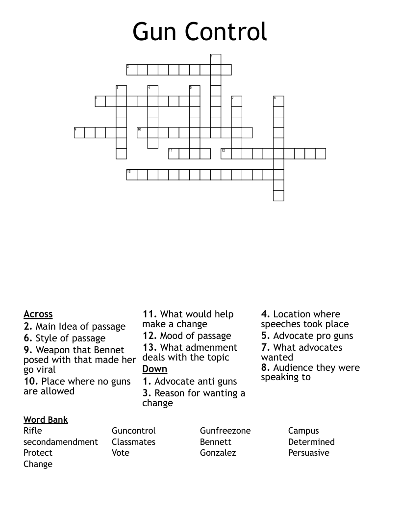 Gun Control Crossword