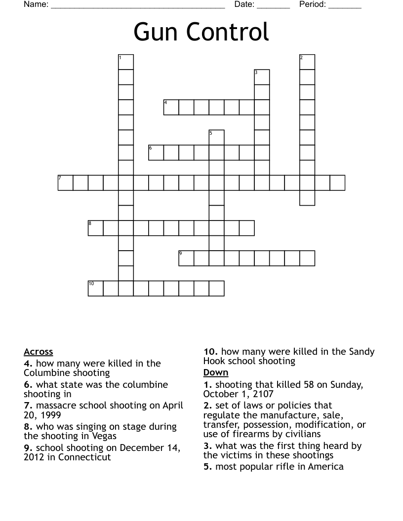Gun Control Crossword