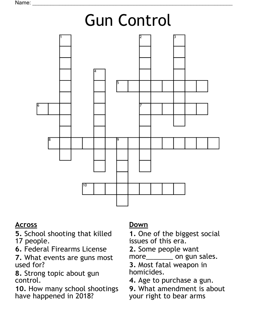 Gun Control Crossword
