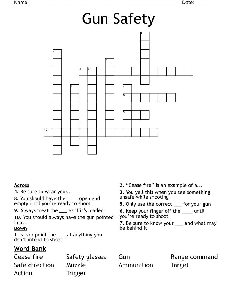 Gun Safety Crossword