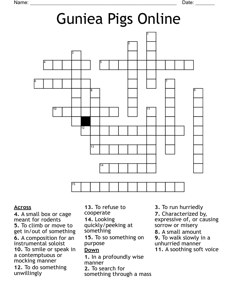 Guniea Pigs Online Crossword