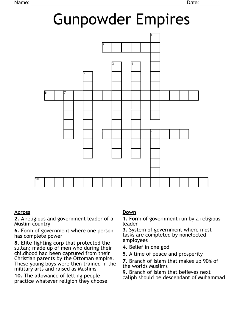 Gunpowder Empires Crossword
