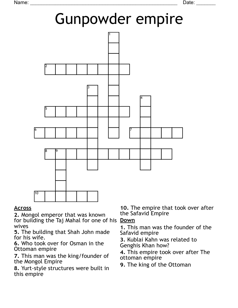 Gunpowder empire Crossword