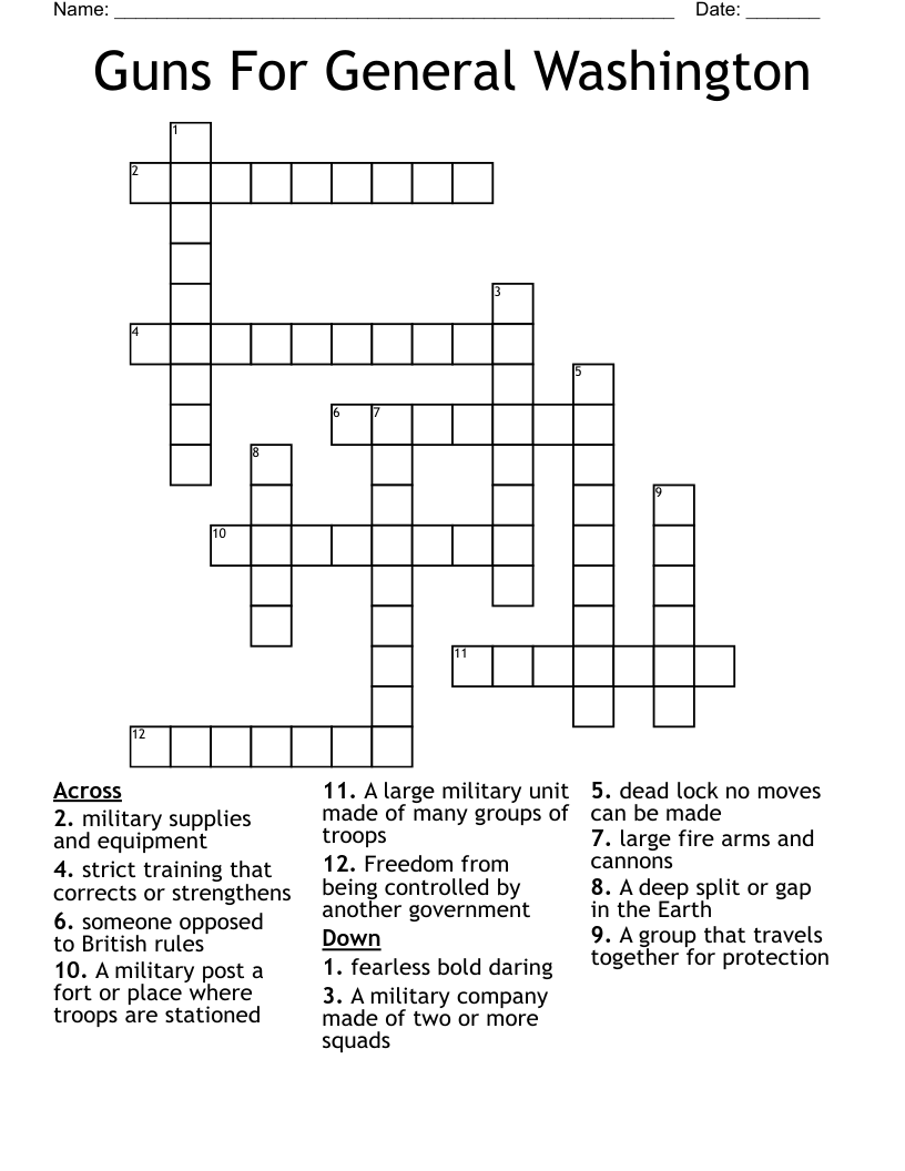 Guns For General Washington Crossword