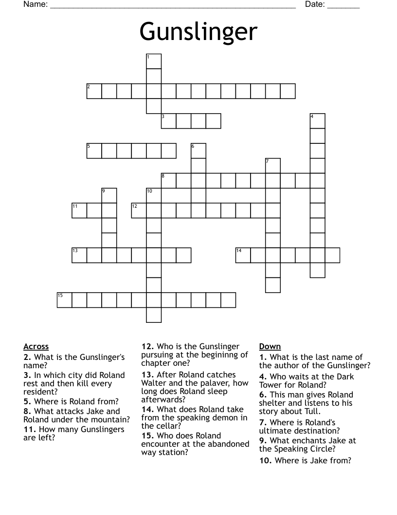 Gunslinger Crossword