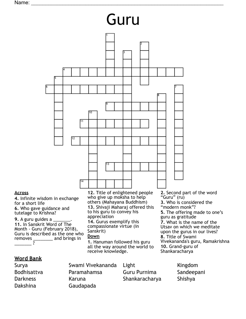 Guru Crossword