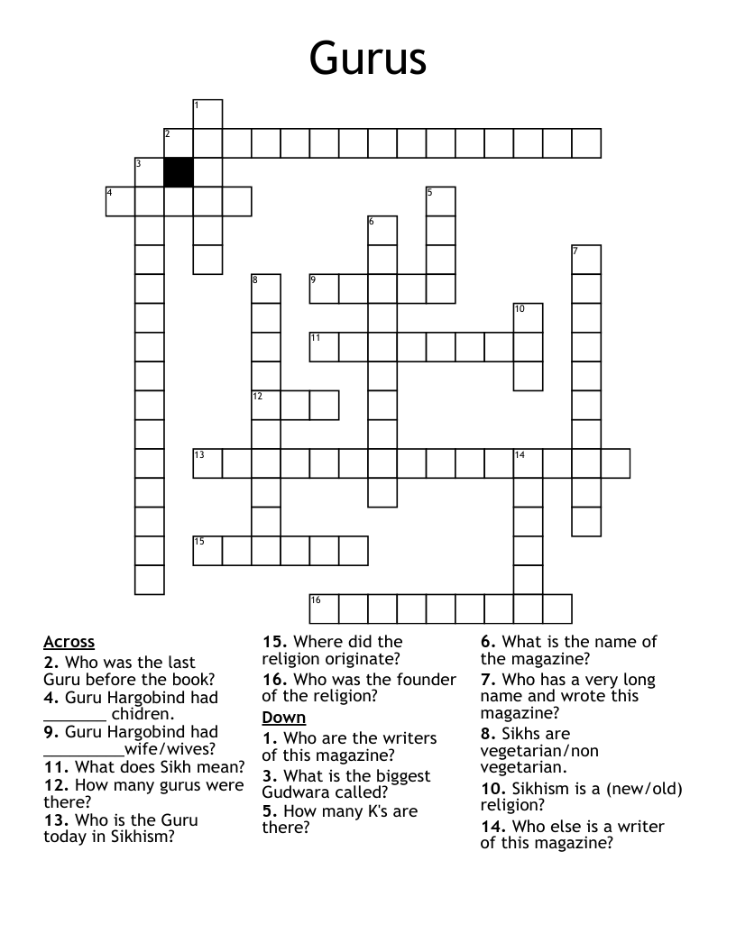 Gurus Crossword