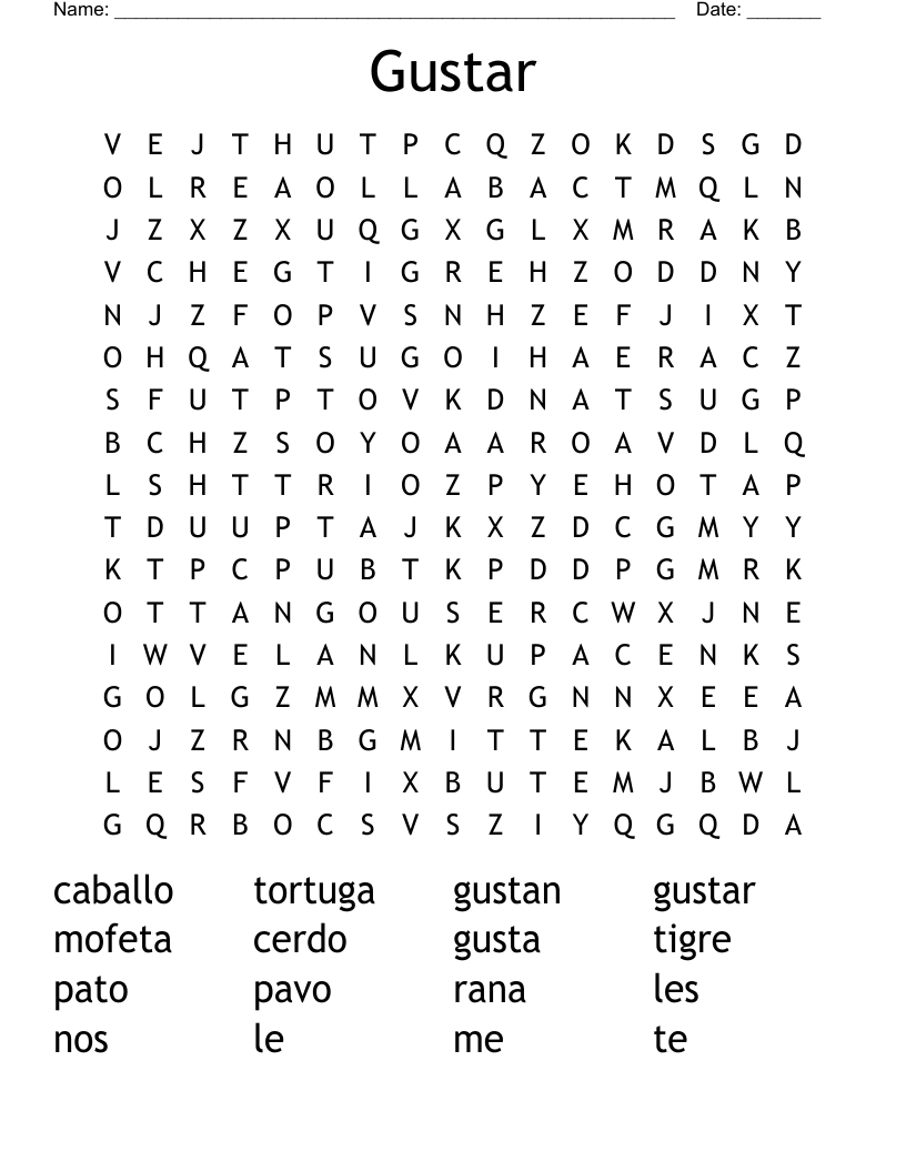 Gustar Word Search