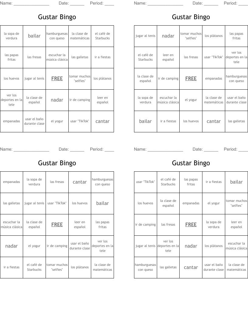Gustar Bingo
