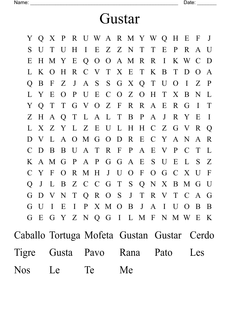 Gustar  Word Search