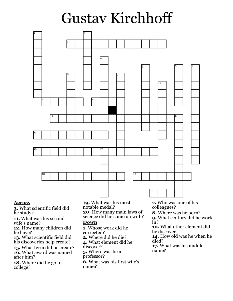 Gustav Kirchhoff Crossword