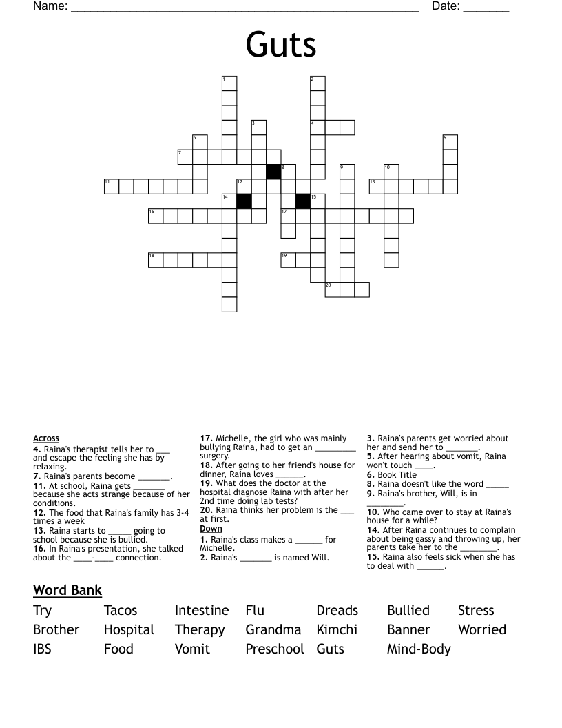 Guts Crossword