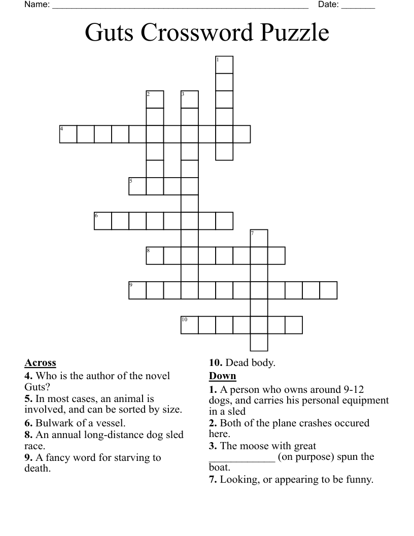 Guts Crossword Puzzle