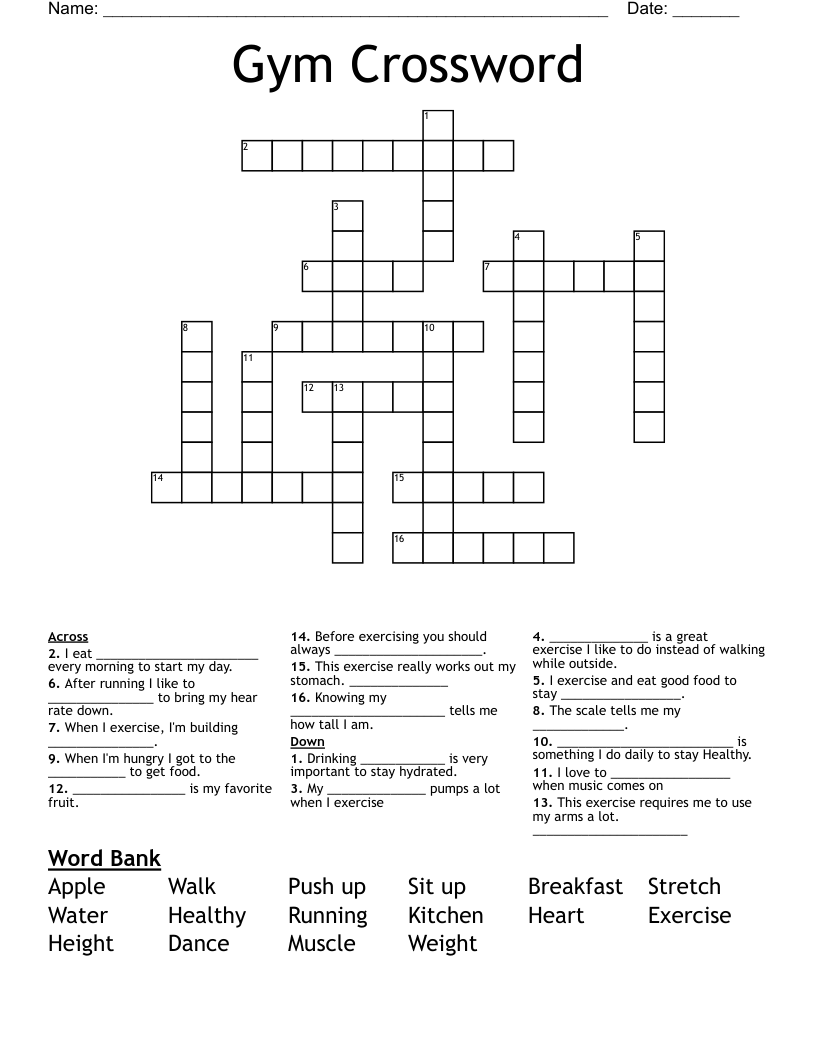 Gym Crossword