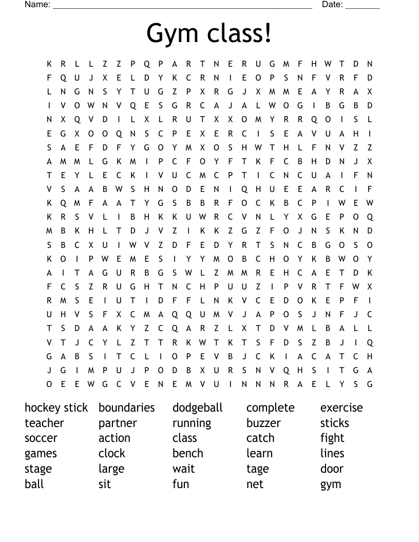 Gym class! Word Search