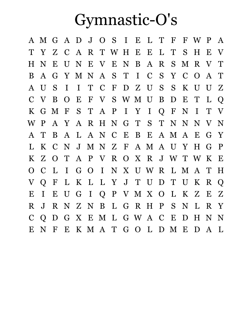 Gymnastic-O's Word Search
