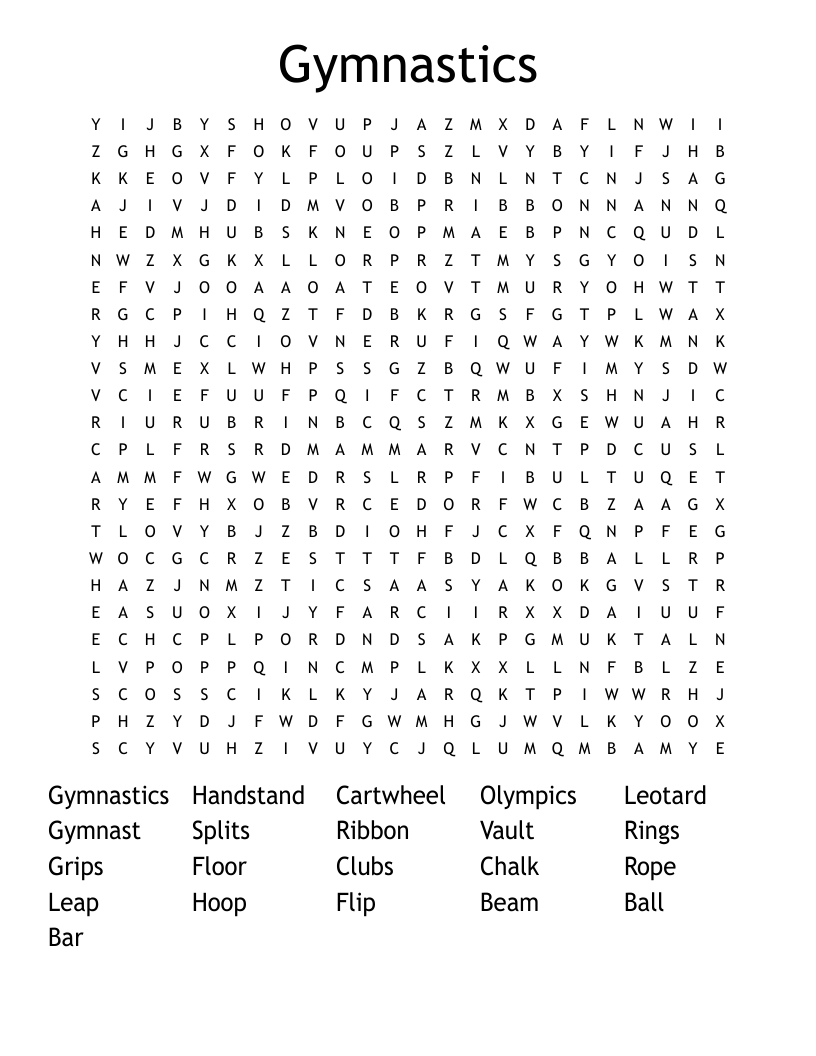 Gymnastics Word Search