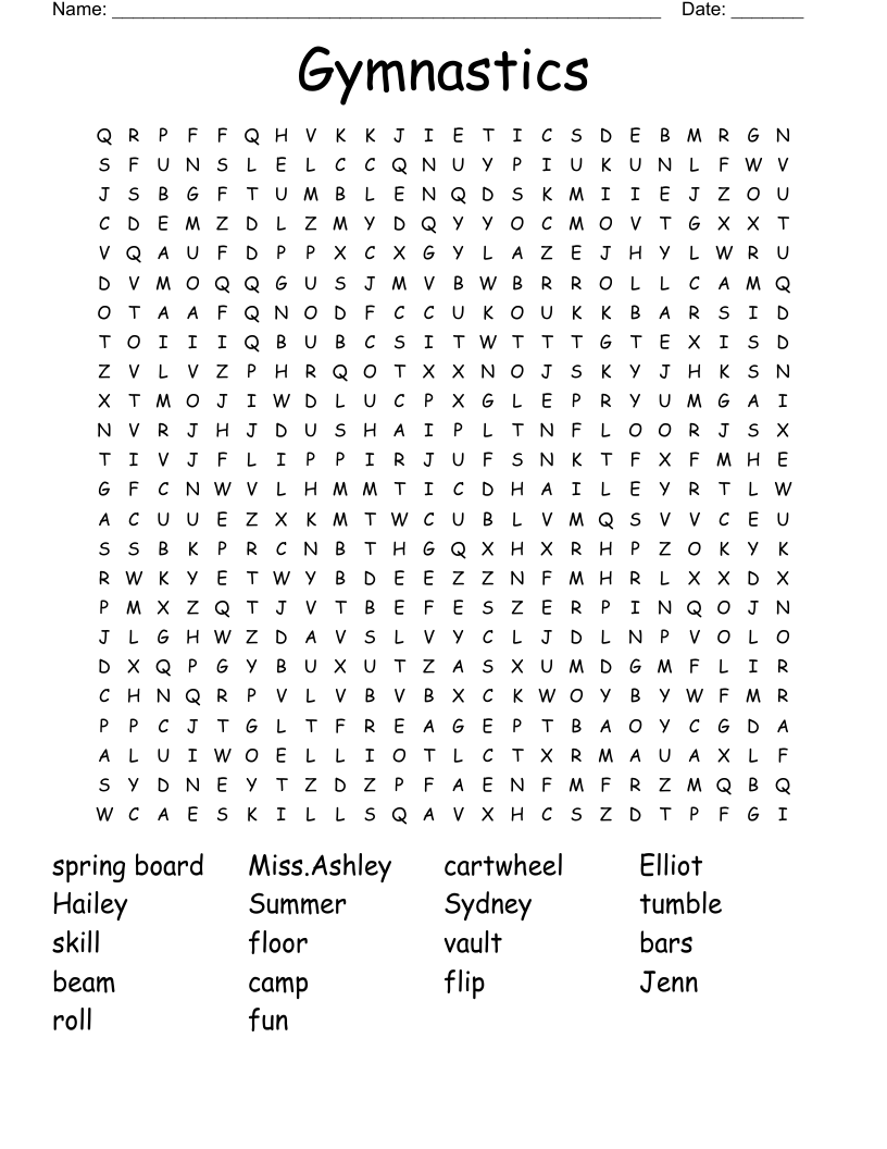 Gymnastics Word Search