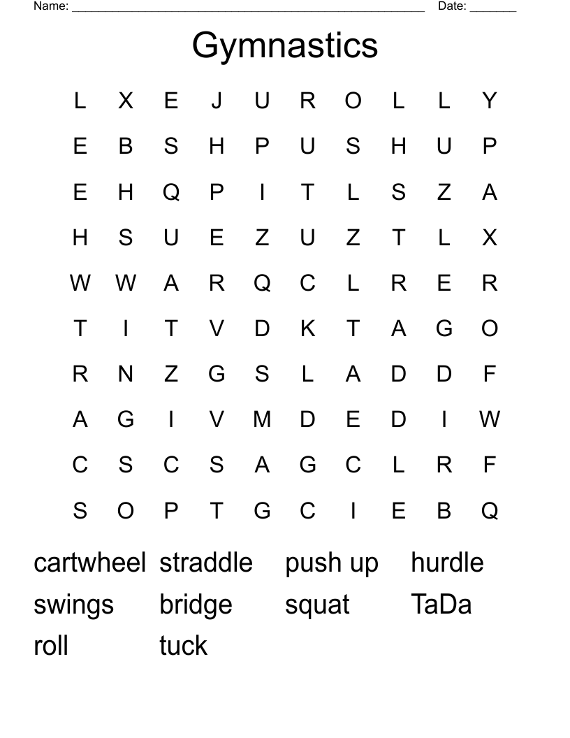 Gymnastics Word Search