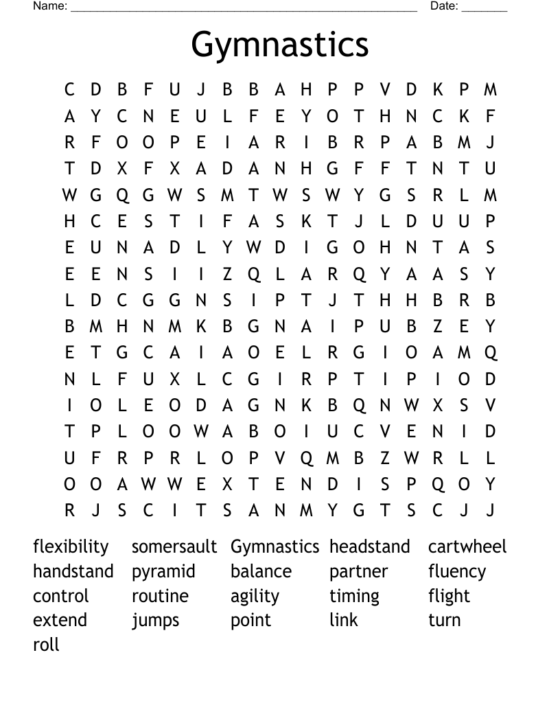 Gymnastics Word Search