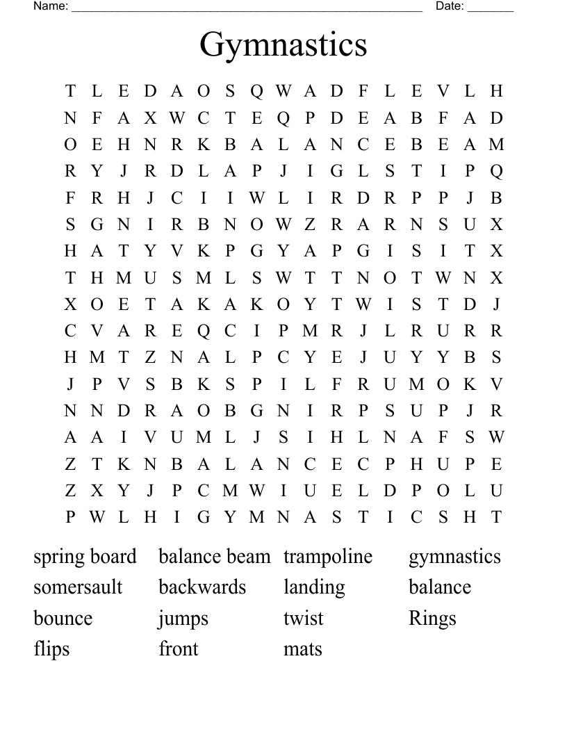 Gymnastics Word Search