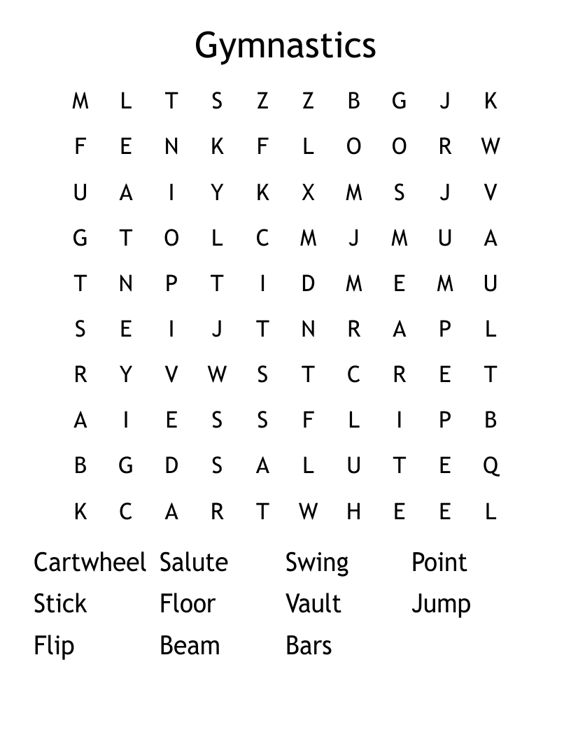 Gymnastics Word Search