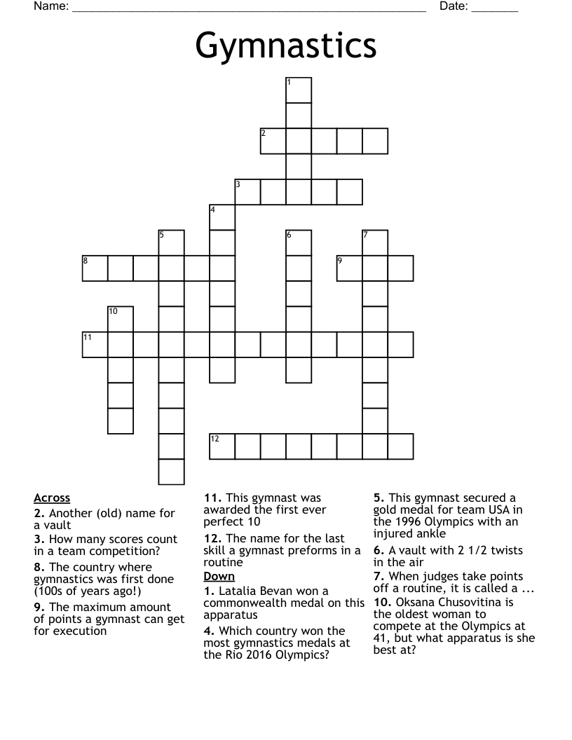 Gymnastics Crossword