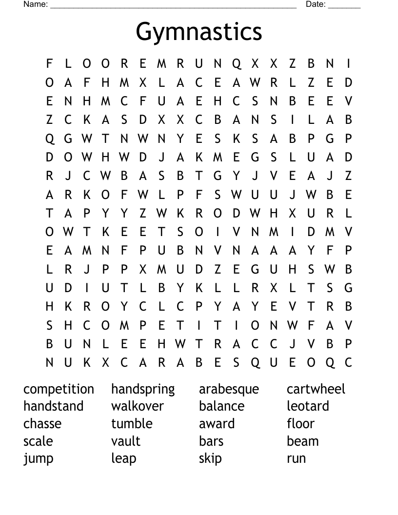 Gymnastics Word Search