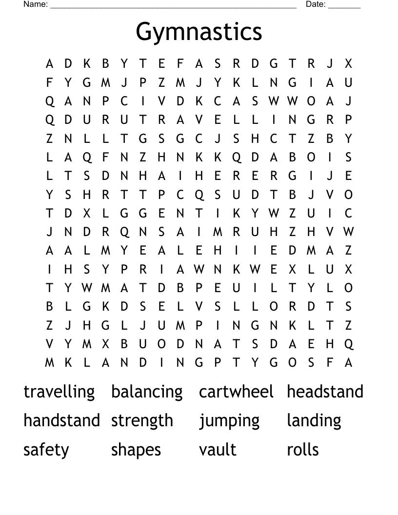 Gymnastics Word Search