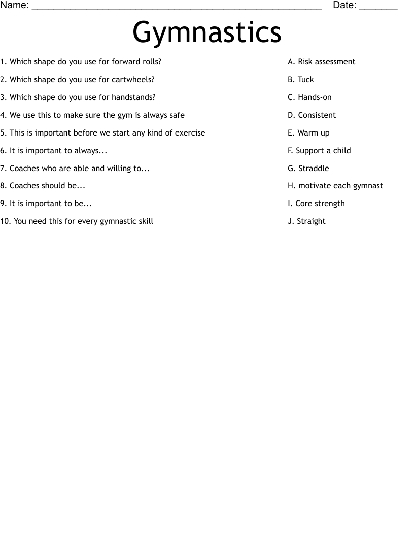 Gymnastics Worksheet