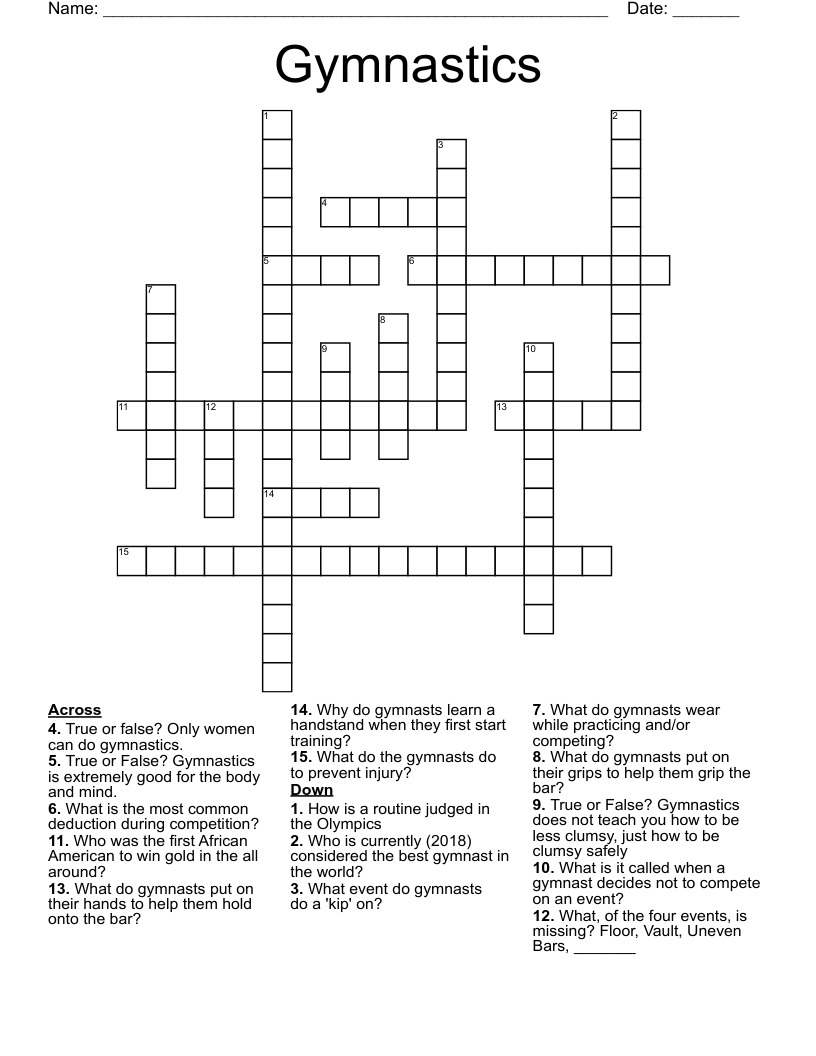 Gymnastics Crossword