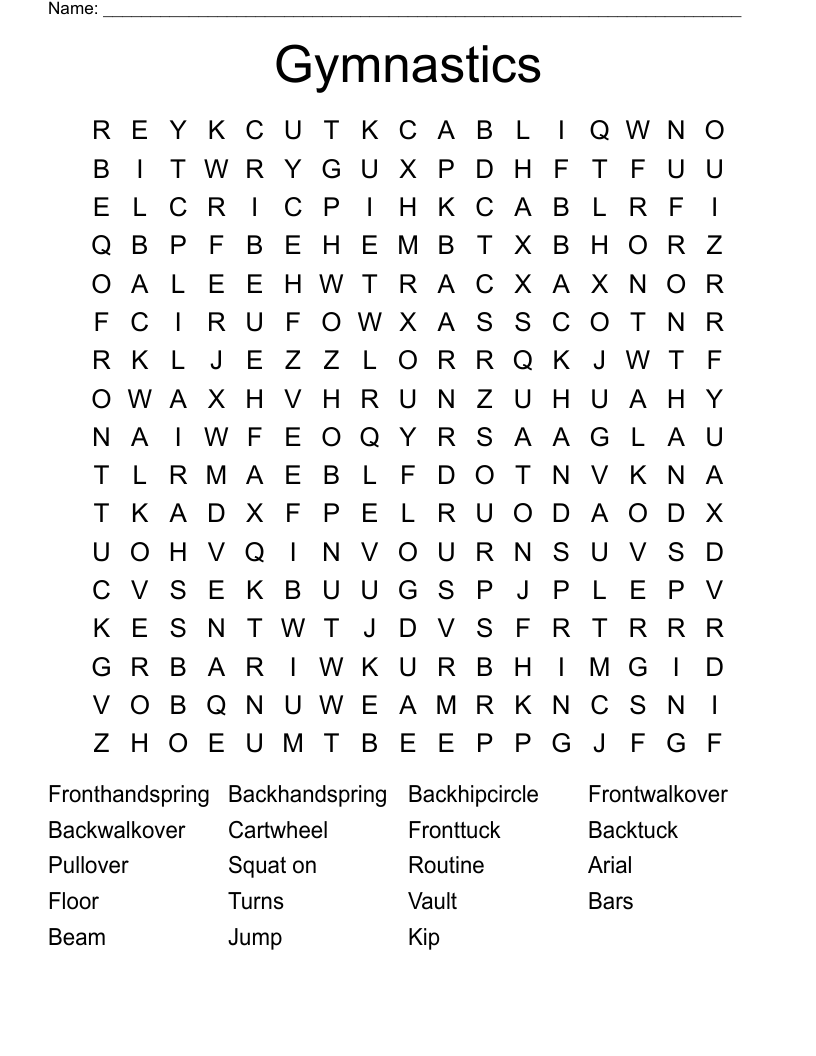 Gymnastics Word Search