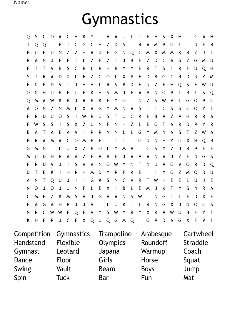 Gymnastics Word Search