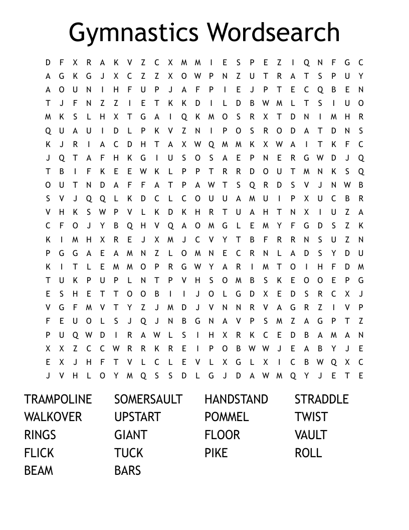 Gymnastics Wordsearch