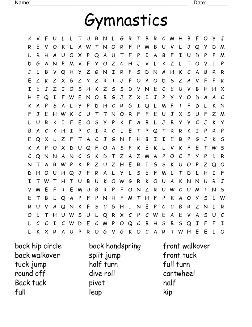 Gymnastics  Word Search