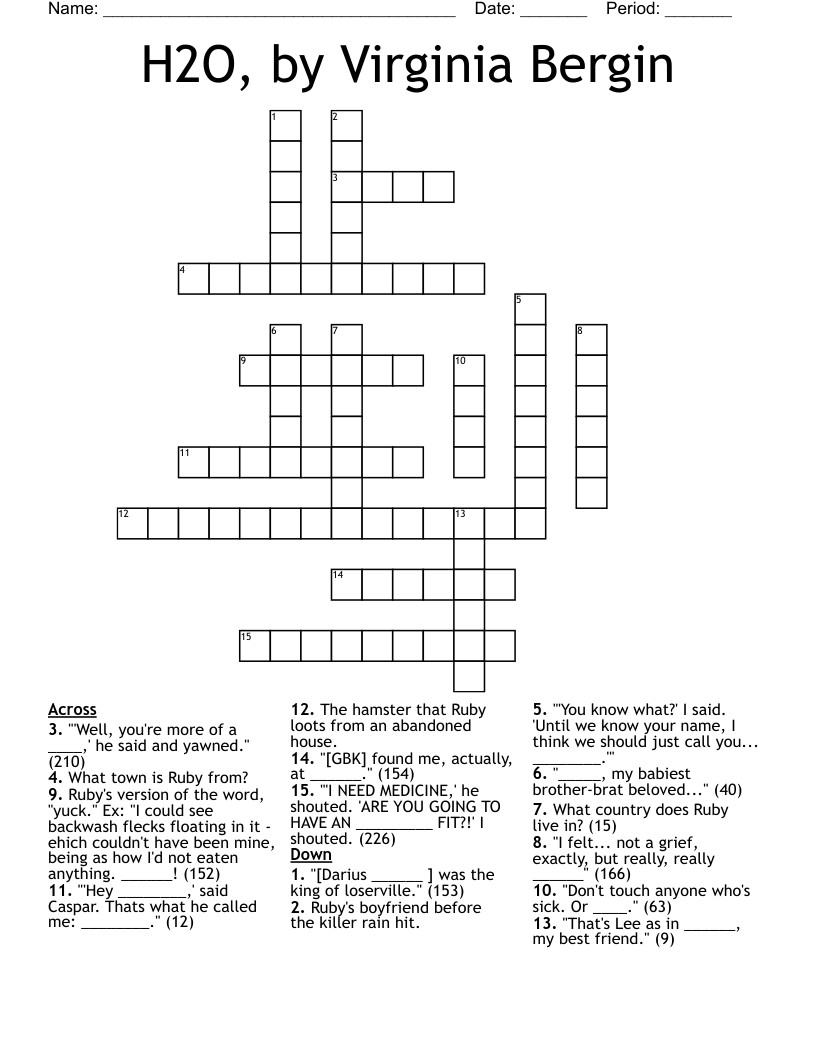 H2O, by Virginia Bergin Crossword