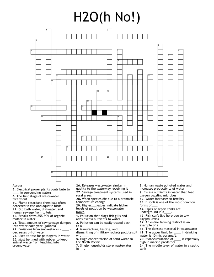 H2O(h No!) Crossword