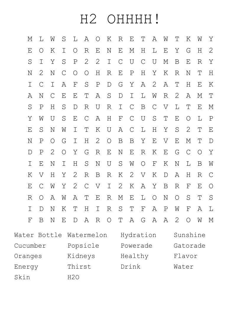 H2 OHHHH! Word Search