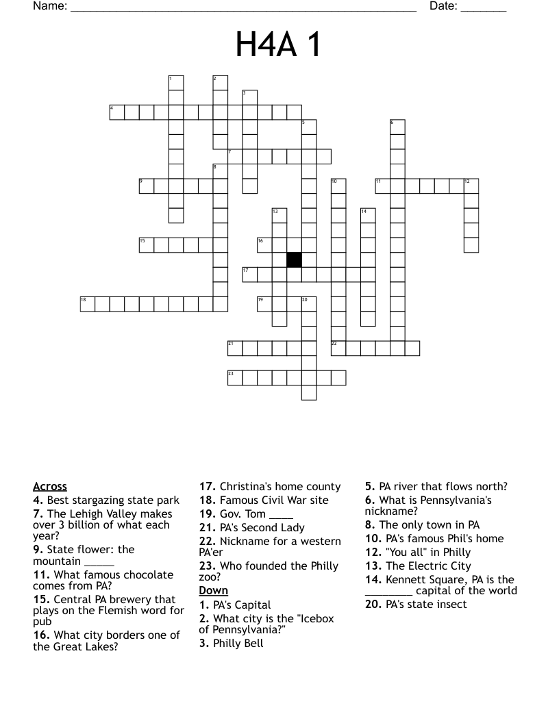 H4A 1 Crossword