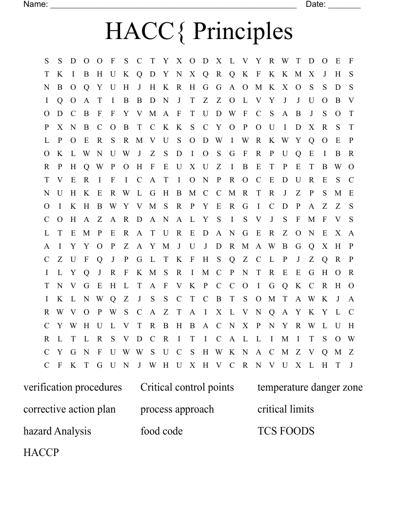 HACC{ Principles Word Search