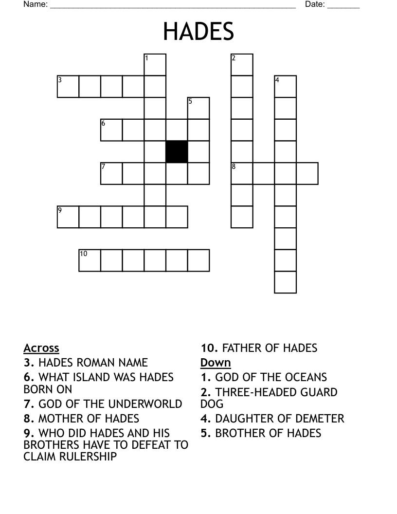 HADES Crossword