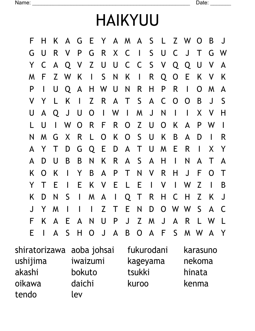 HAIKYUU Word Search