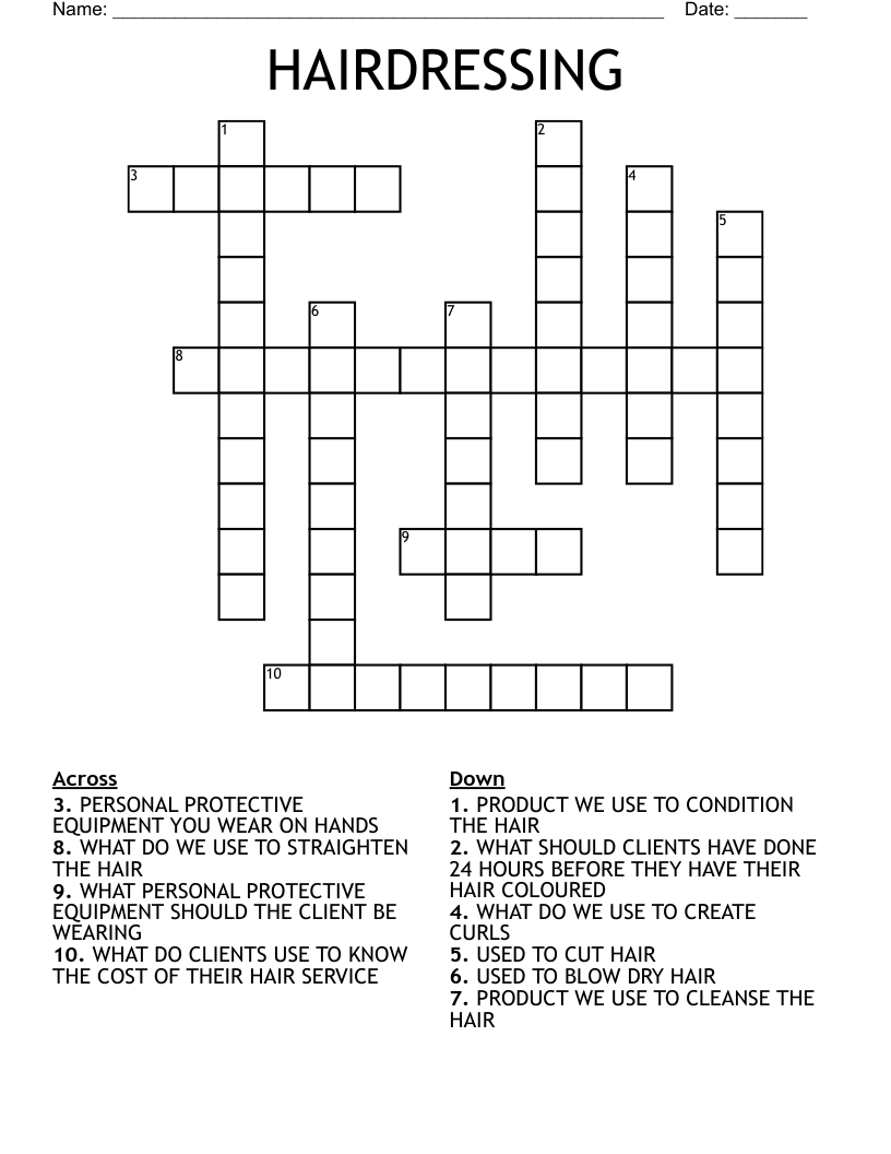 HAIRDRESSING  Crossword