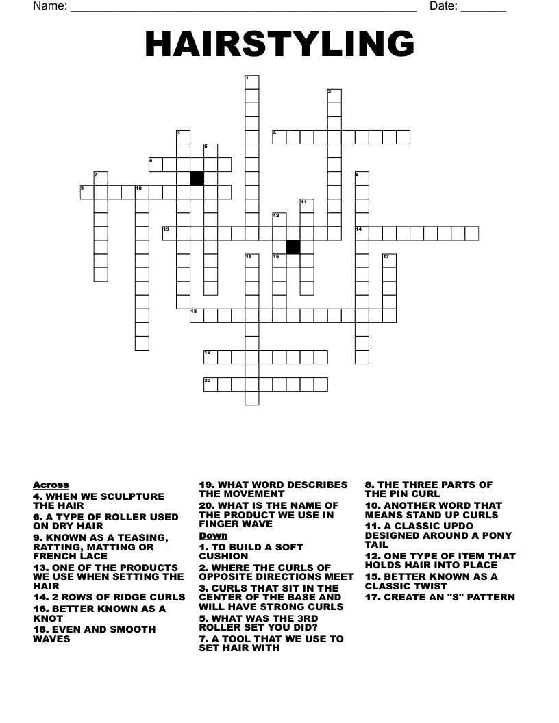 HAIRSTYLING Crossword