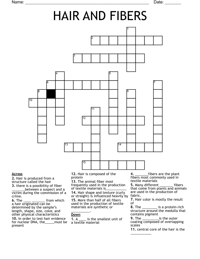 HAIR AND FIBERS Crossword