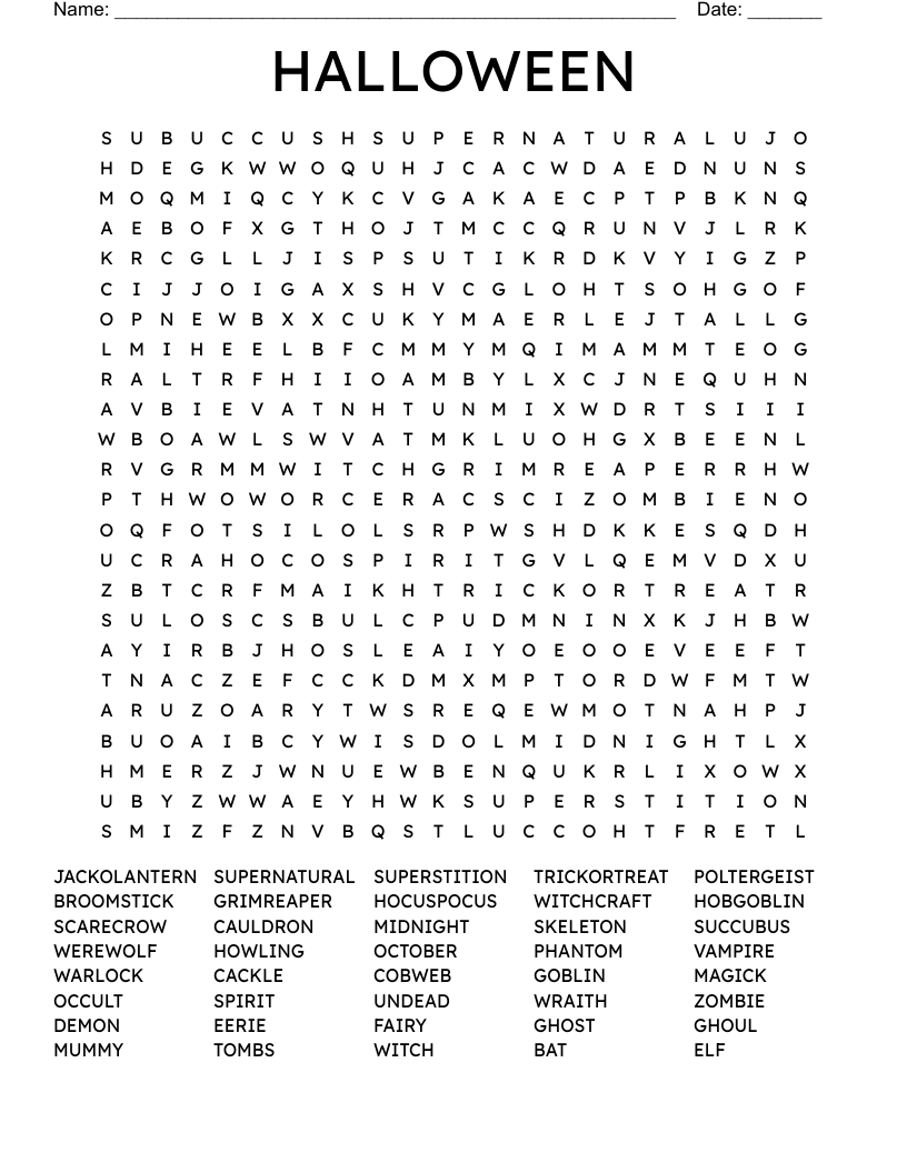 HALLOWEEN Word Search