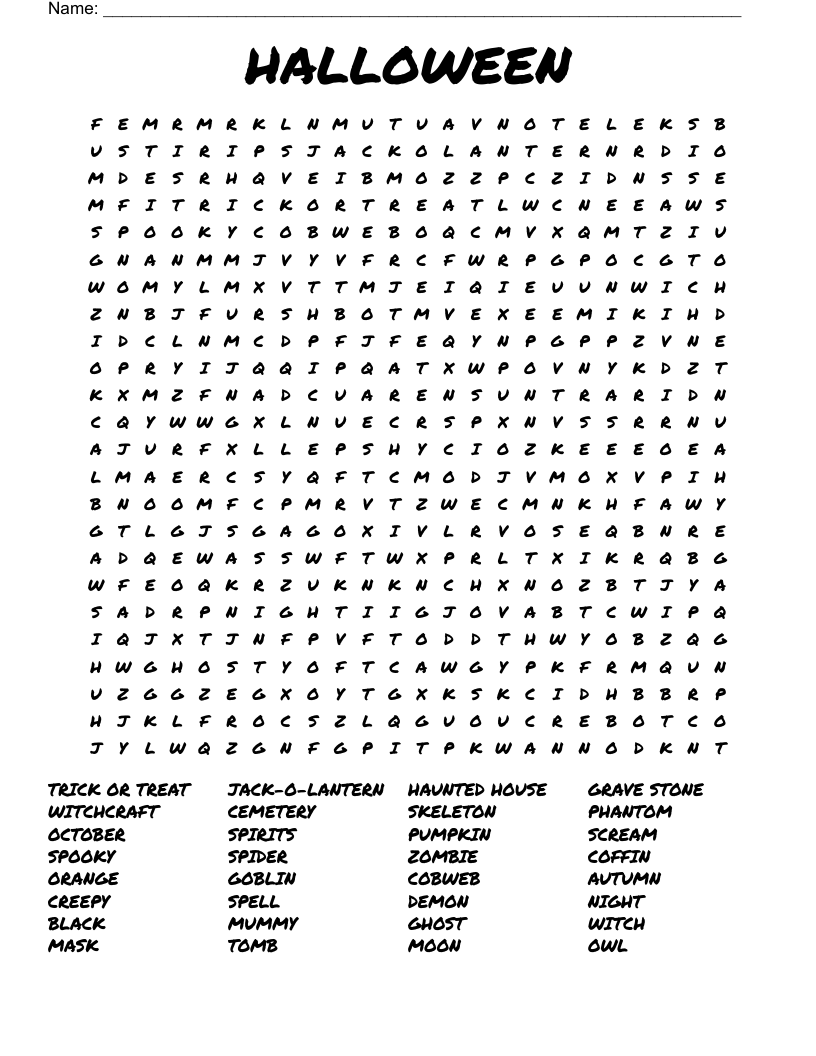 HALLOWEEN Word Search