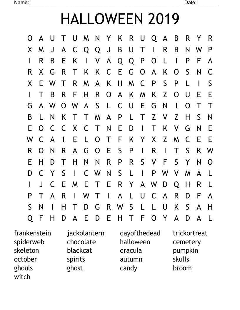 HALLOWEEN 2019 Word Search