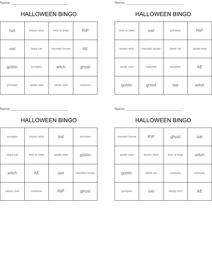 HALLOWEEN BINGO