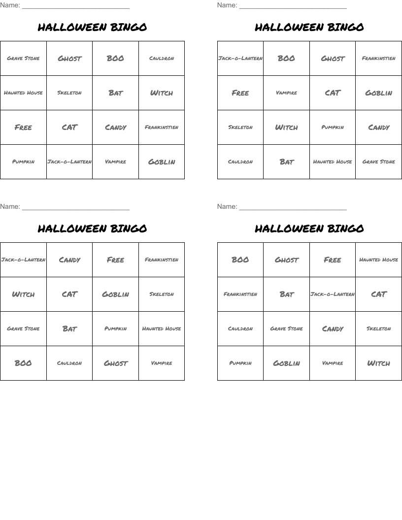 HALLOWEEN BINGO